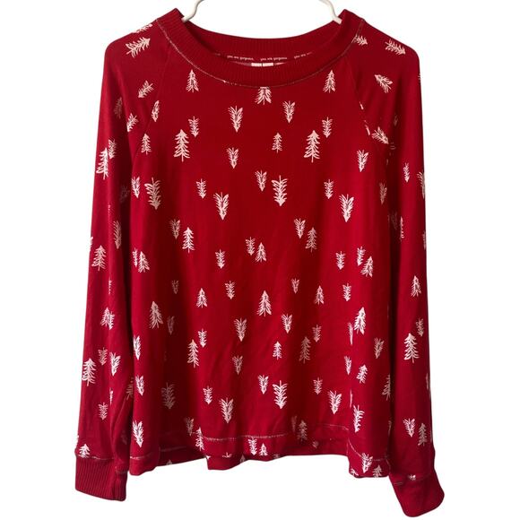 NEW JOYSPUN Christmas Tree Pullover Pajama Top Red Size Large Cozy Soft Knit - Picture 1 of 3